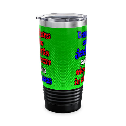 donkeys and elephants - Ringneck Tumbler, 20oz (logo green)