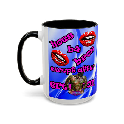 hoes b4 bros - Accent Mug (blue-white wave)