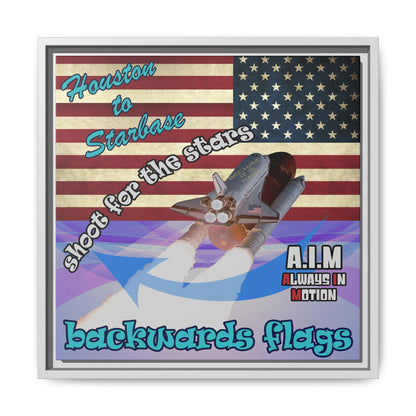 shoot for the stars - framed canvas art (light blue-pink wave)