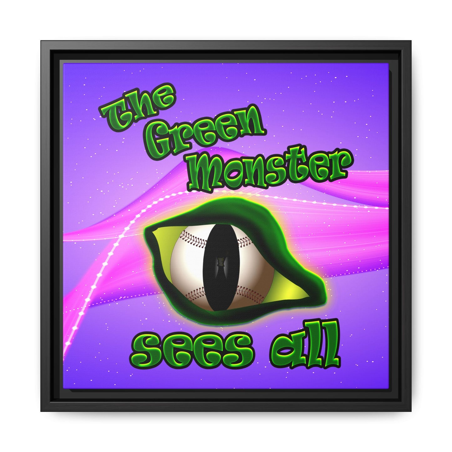 green monster - framed canvas art (purple-pink wave)