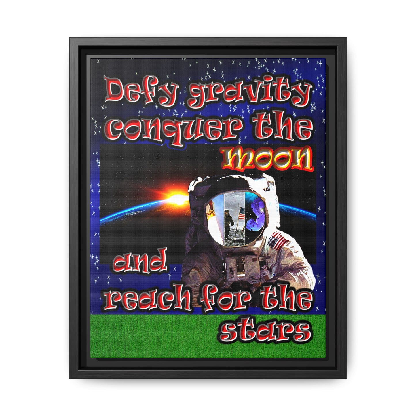defy conquer reach - framed canvas art ('snoops' background)