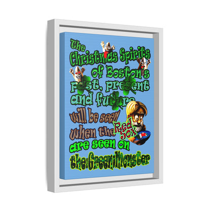 christmas spirits of boston - framed canvas art (light blue)