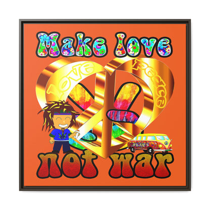 love peace - framed canvas art (orange)