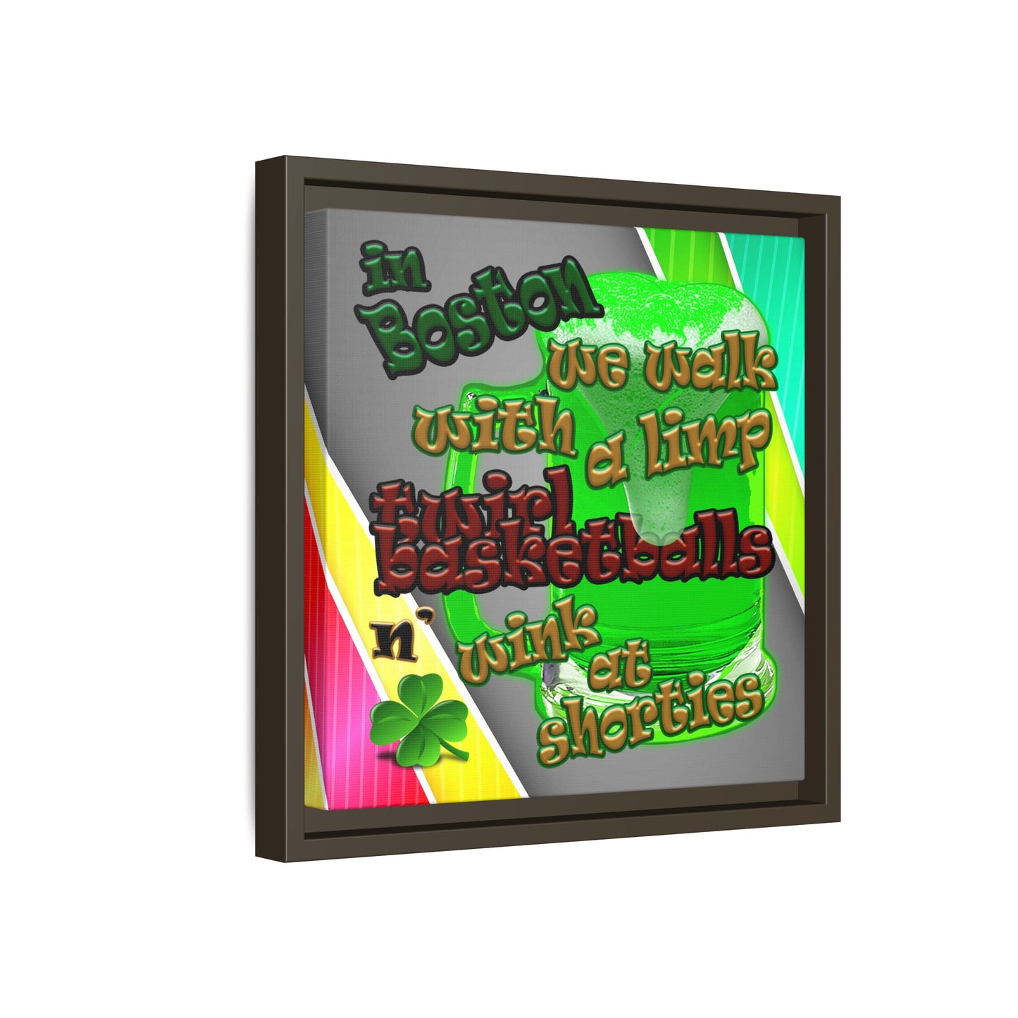 celtics logo - framed canvas art (rainbow split)