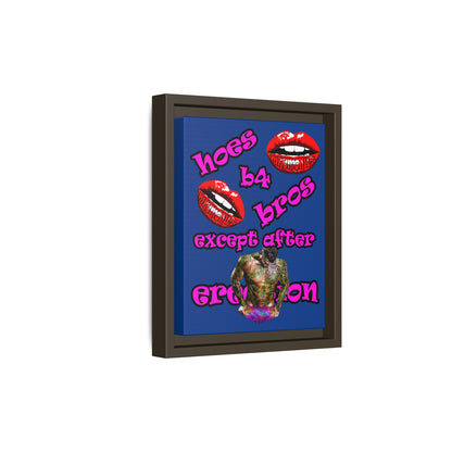 hoes b4 bros - framed canvas art (dark blue)