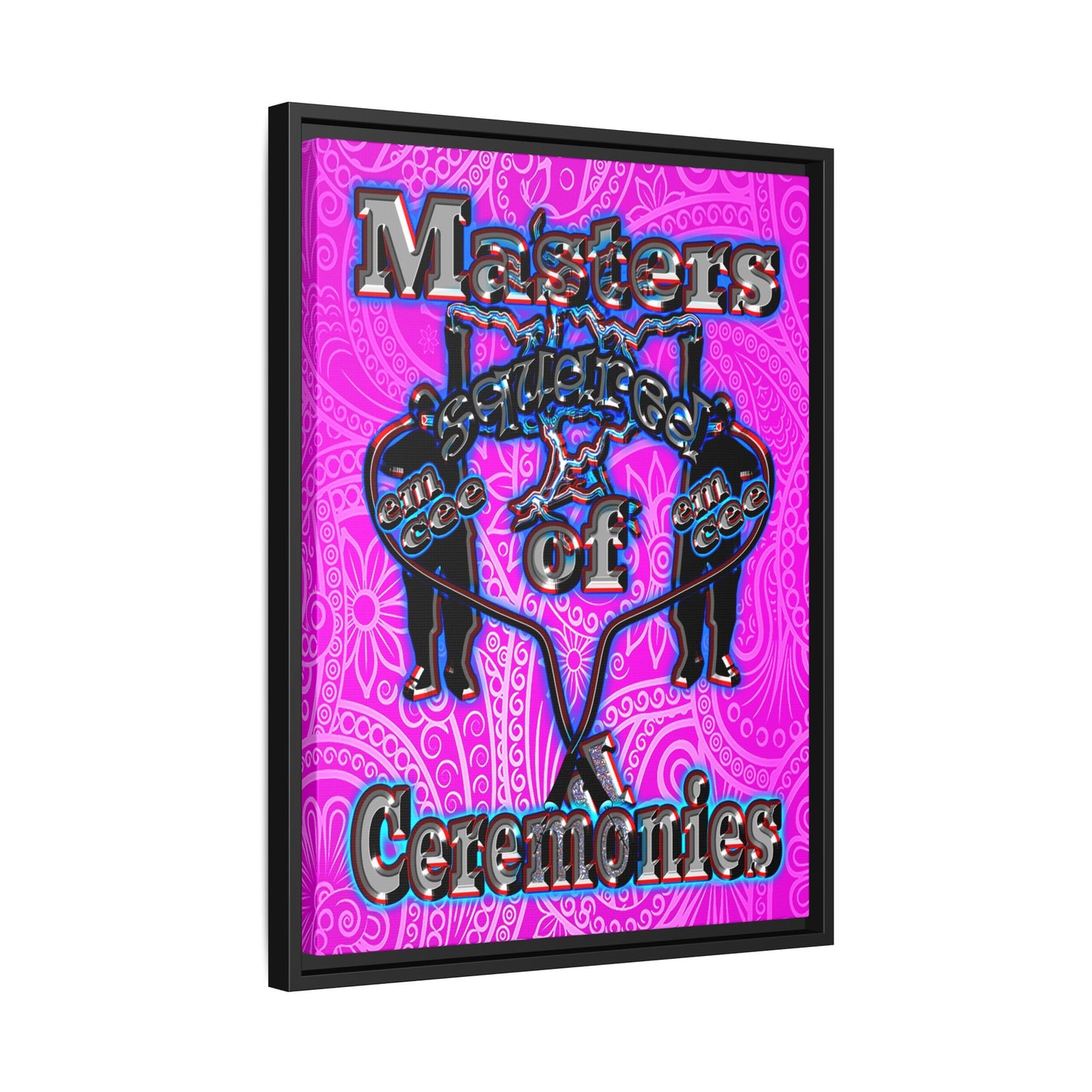em cee squared - framed canvas art (pink swirl)