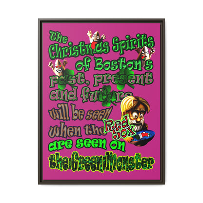 christmas spirits of boston - framed canvas art (pink)