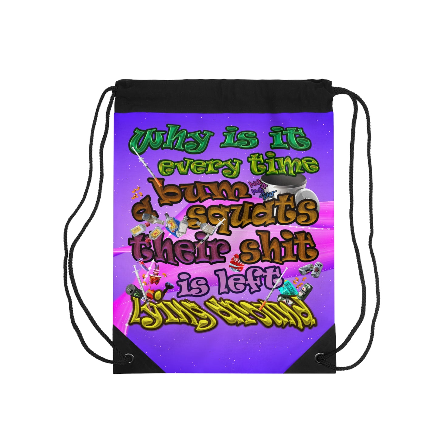 the bum's shit - Drawstring Bag (purple-pink wave)