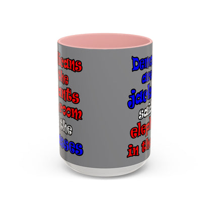 donkeys and elephants - Accent Mug (grey)