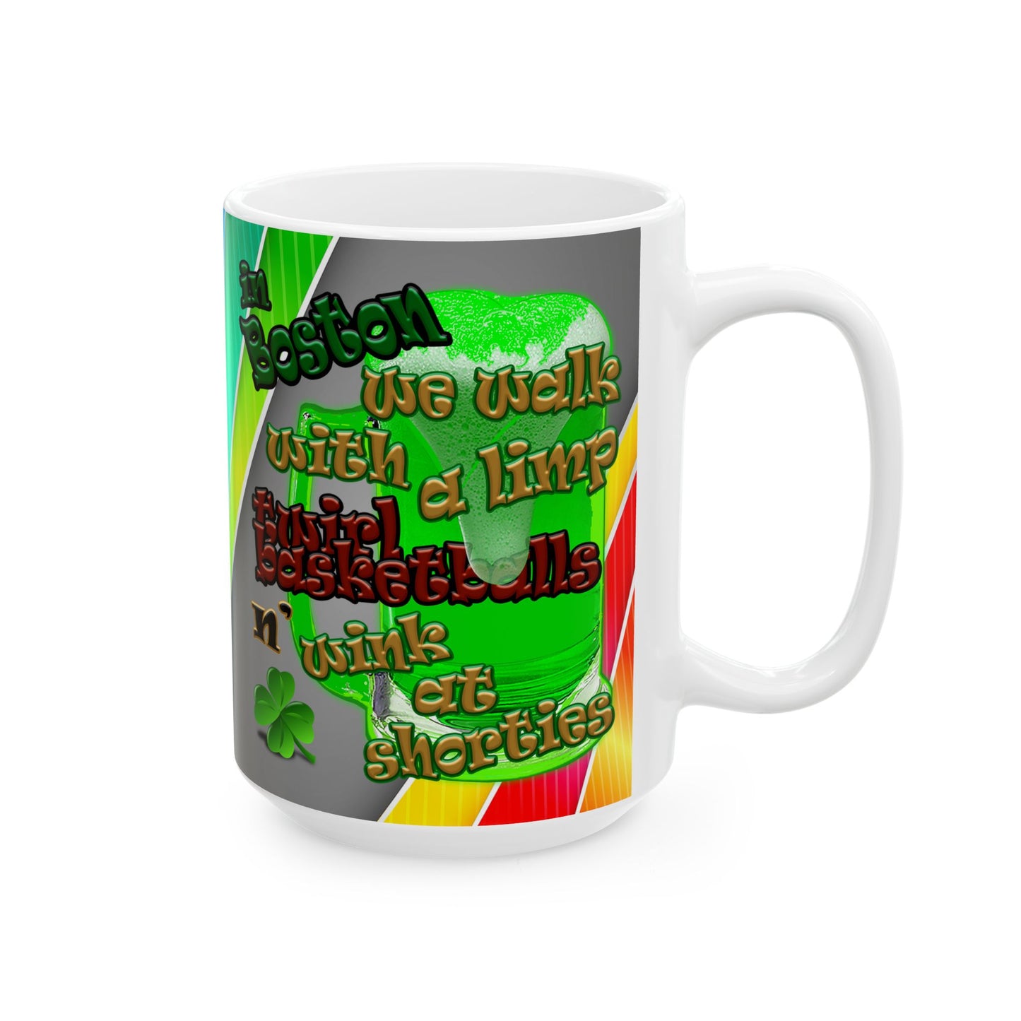 celtics logo - White Mug (rainbow split)