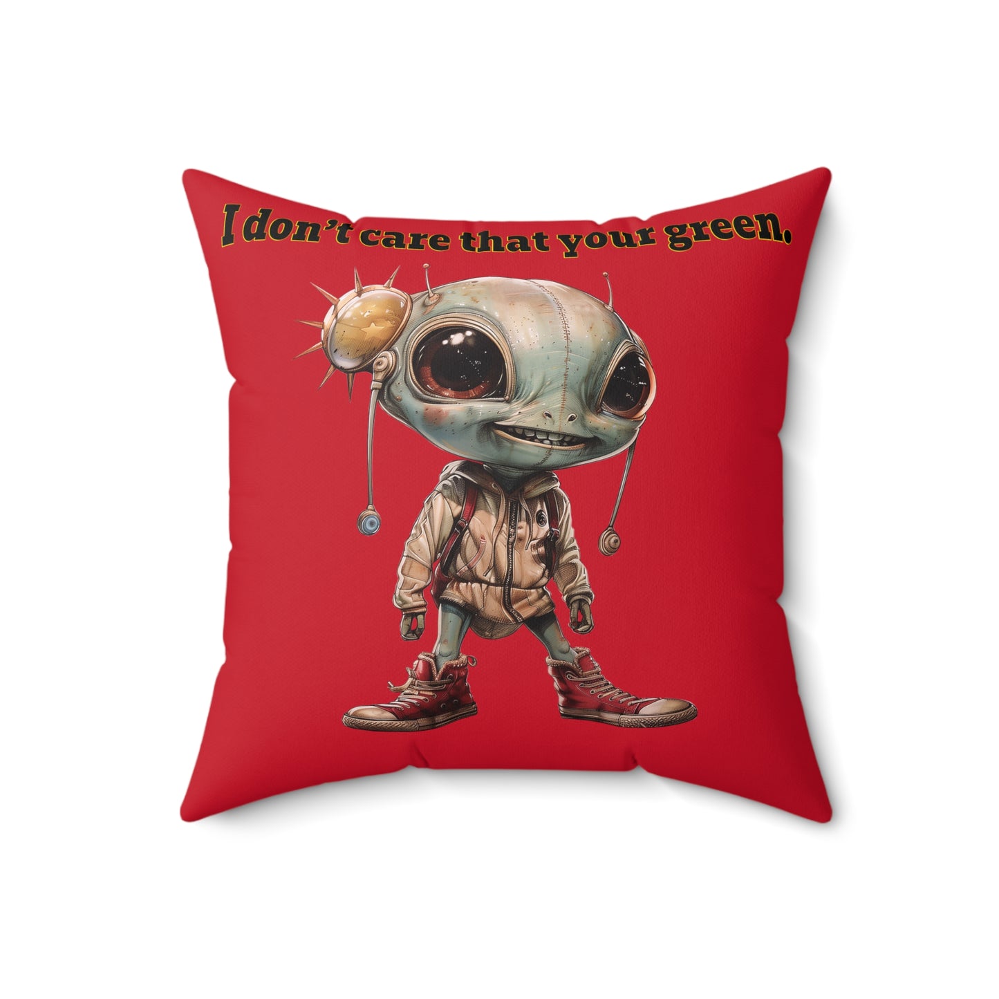 I don't care that your grey - Spun Polyester Square Pillow - (dark red)