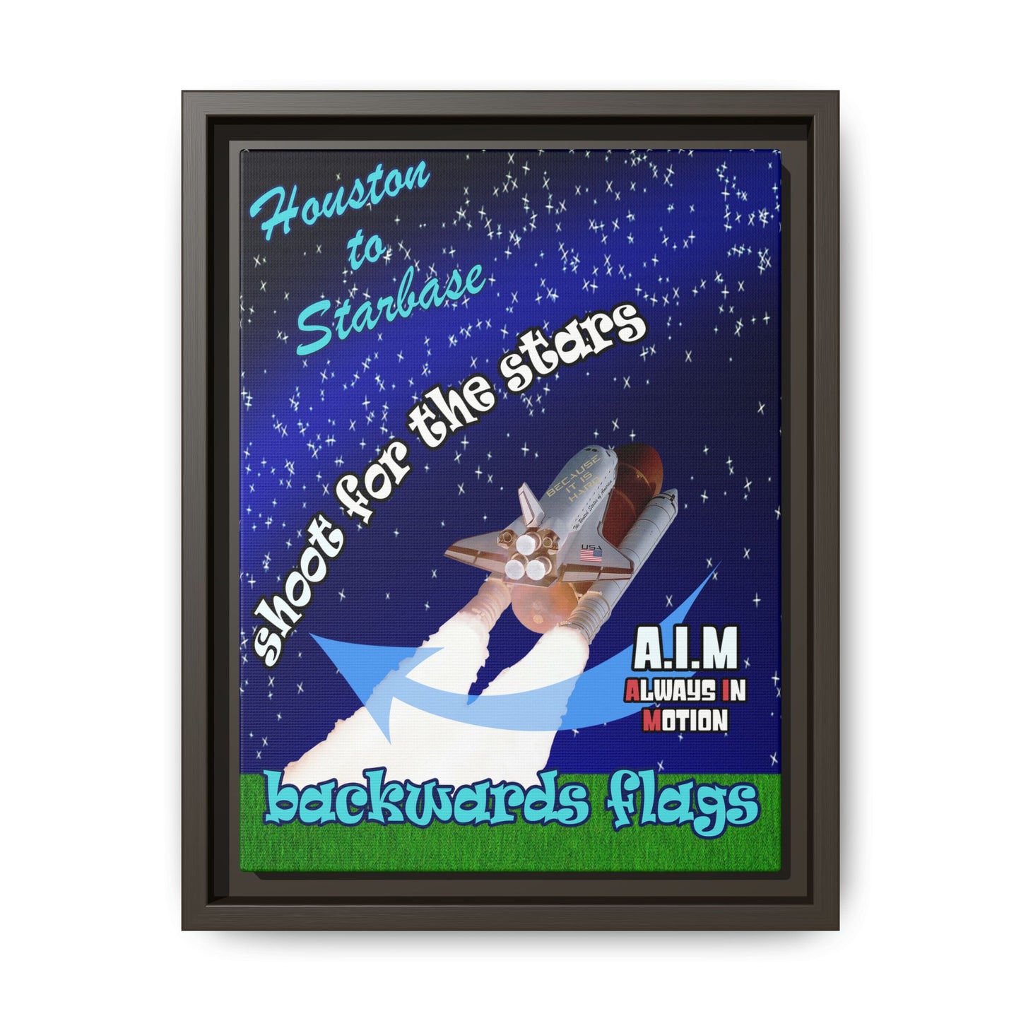 shoot for the stars - framed canvas art ('snoops' background)