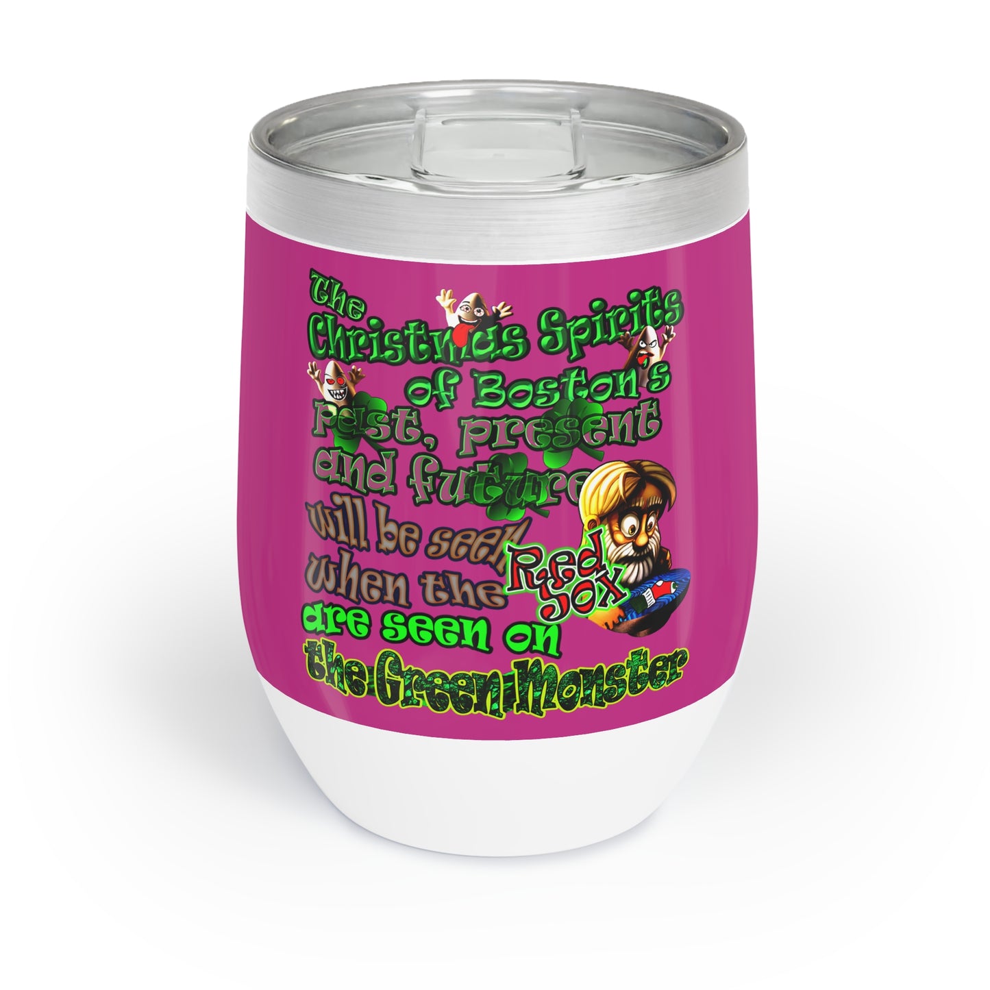 christmas spirits of boston - Chill Wine Tumbler (pink)