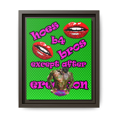 hoes b4 bros - framed canvas art (logo green)