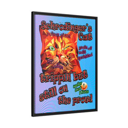 schrodinger's cat - framed canvas art (light blue-purple wave)