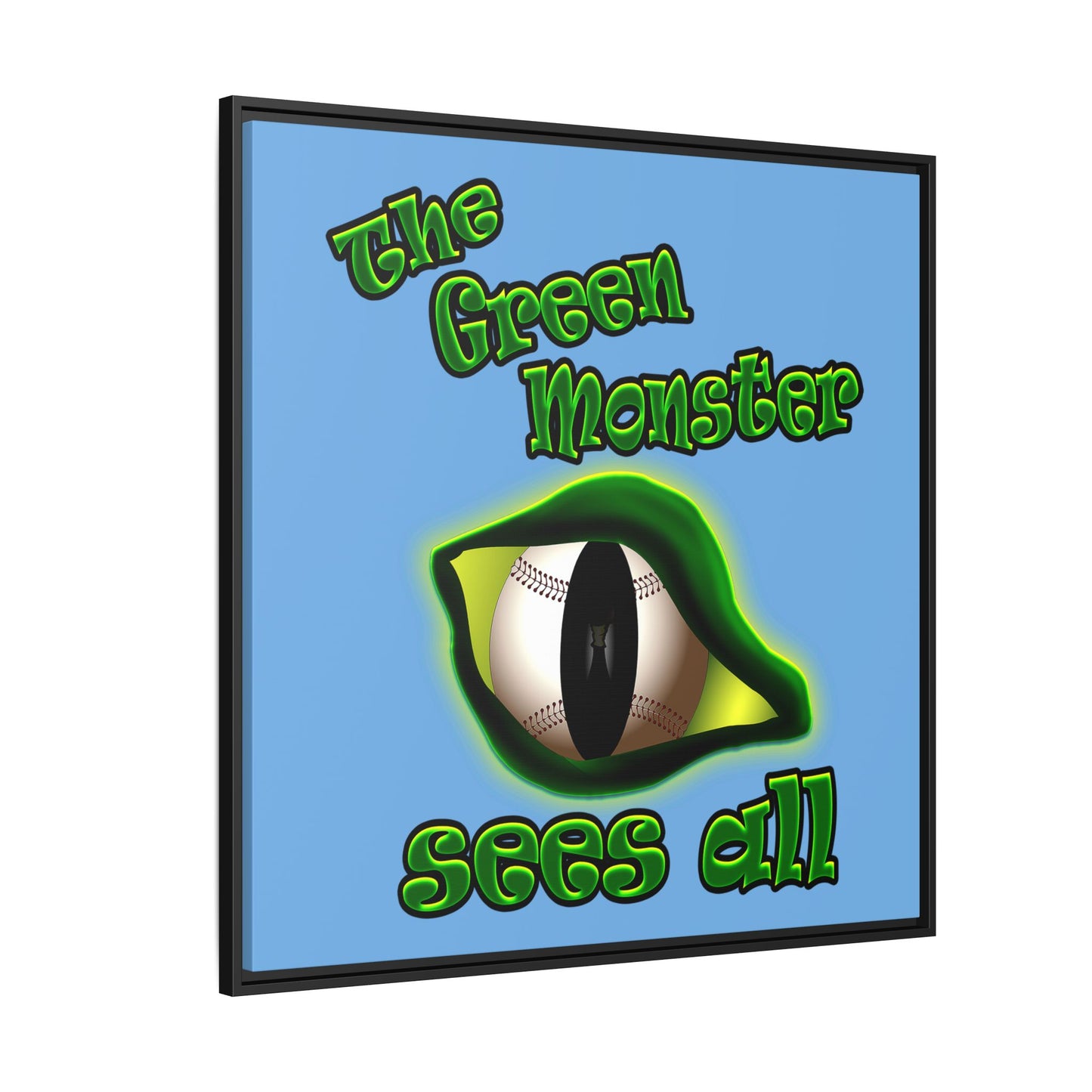 green monster - framed canvas art (light blue)