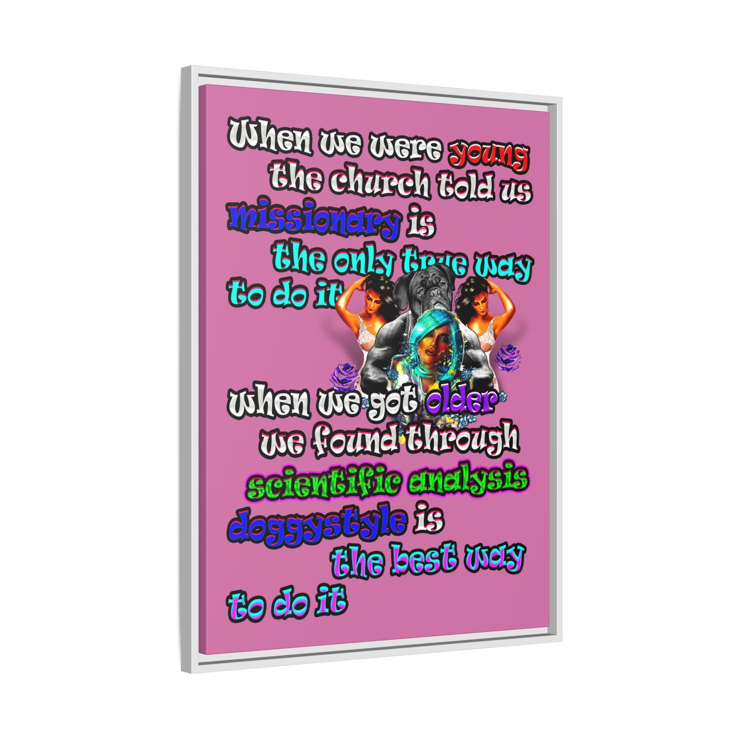 doggystyle - framed canvas art (light pink)