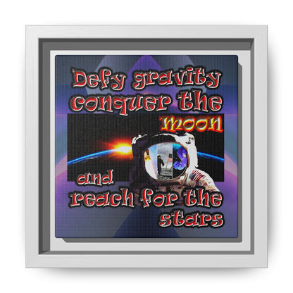 defy conquer reach - framed canvas art (grey-pink wave)
