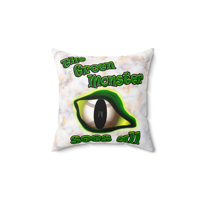 green monster - Faux Suede Square Pillow - (white marble)