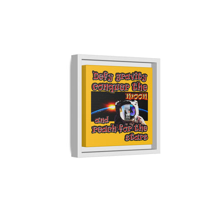 defy conquer reach - framed canvas art (yellow)