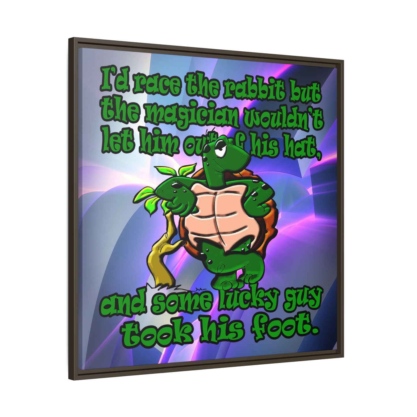 turtle race - framed canvas art (grey-pink wave)