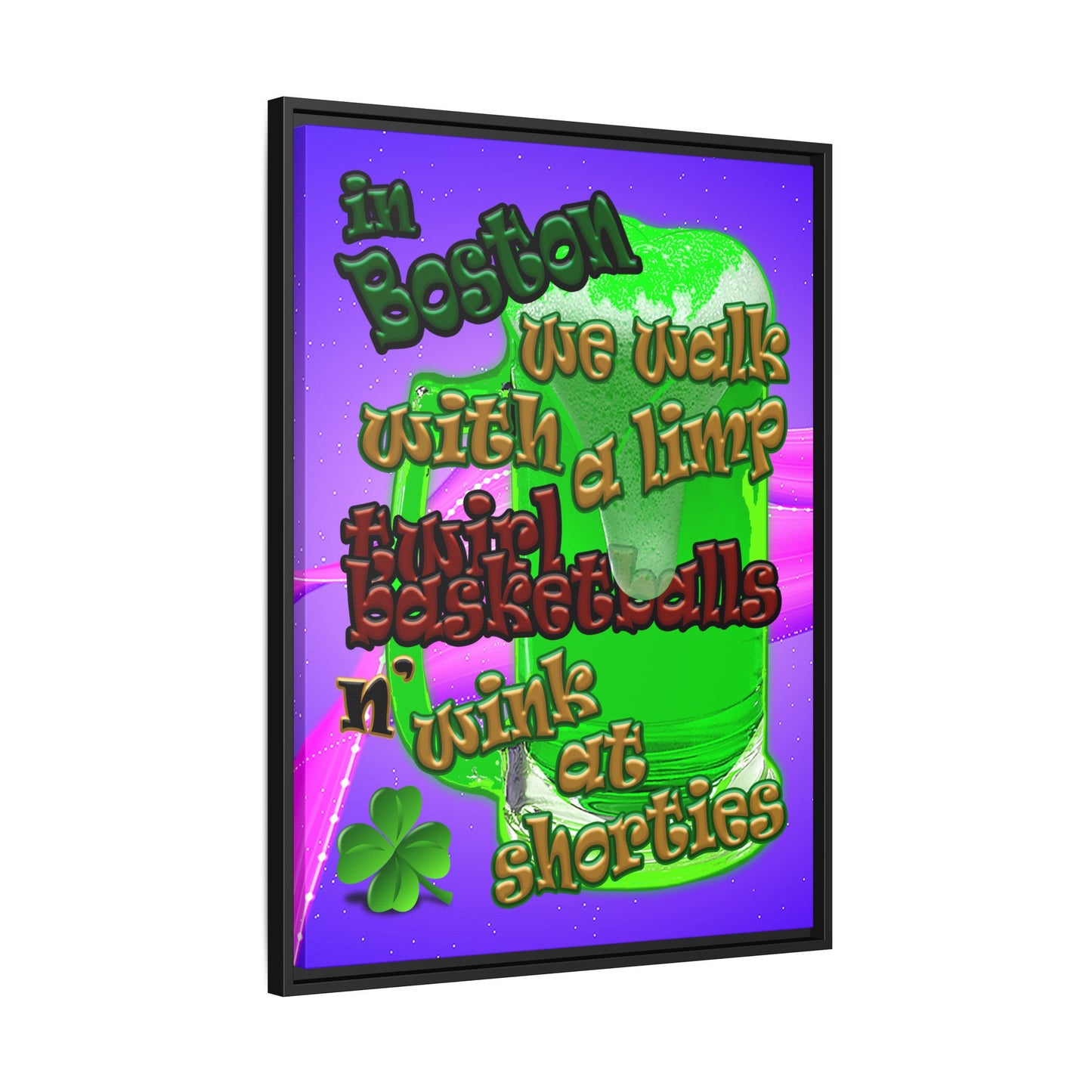 celtics logo - framed canvas art (purple-pink wave)