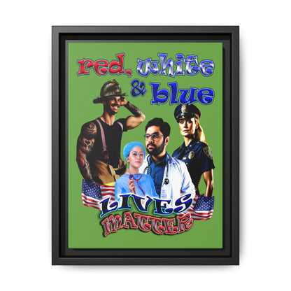 rw&b lives matter - framed canvas art (green)