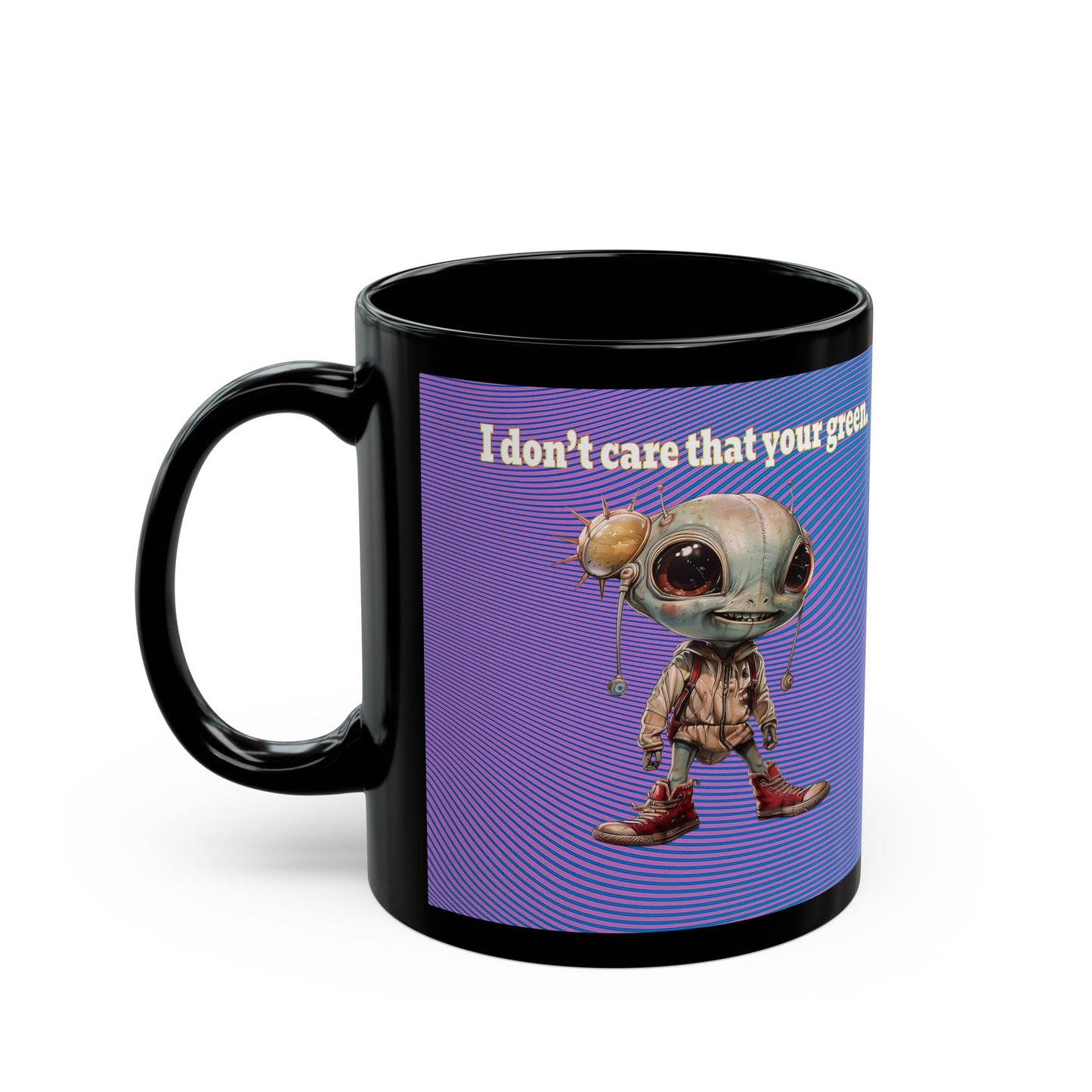 I don't care that your grey - Black Mug (light blue-purple wave)