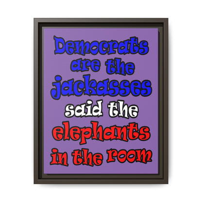 donkeys and elephants - framed canvas art (light purple)