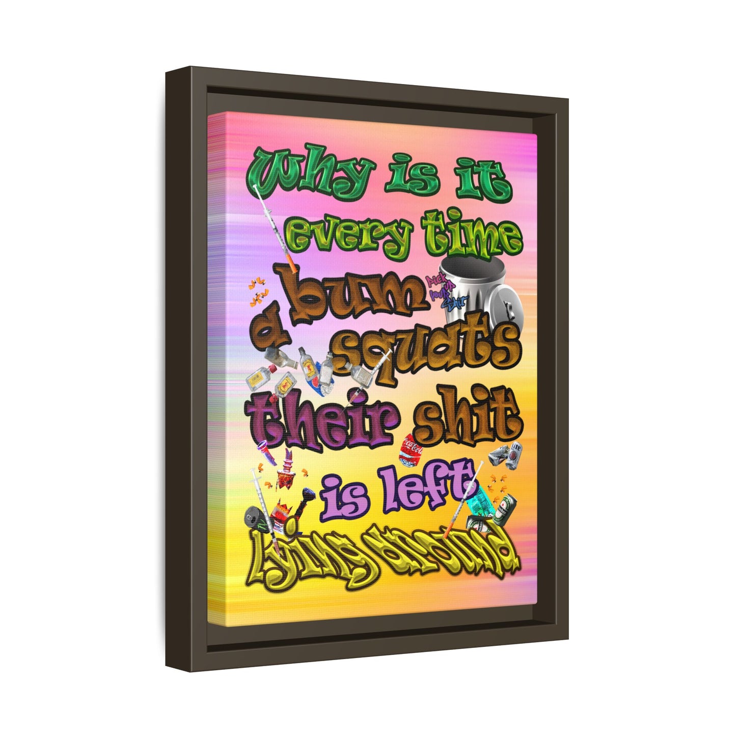 the bum's shit - framed canvas art (color blur)
