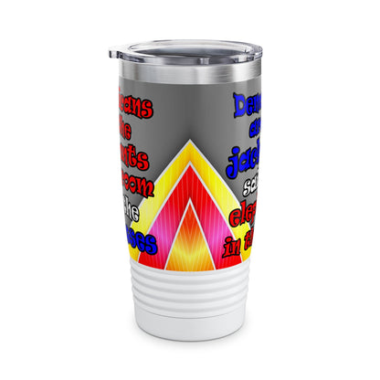 donkeys and elephants - Ringneck Tumbler, 20oz (rainbow split)