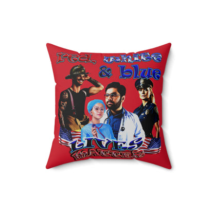 rw&b lives matter - Spun Polyester Square Pillow - (dark red)