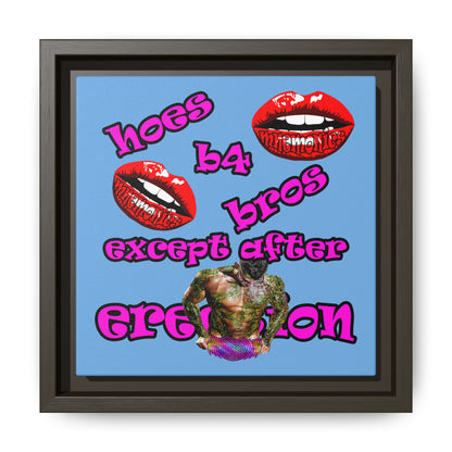 hoes b4 bros - framed canvas art (light blue)