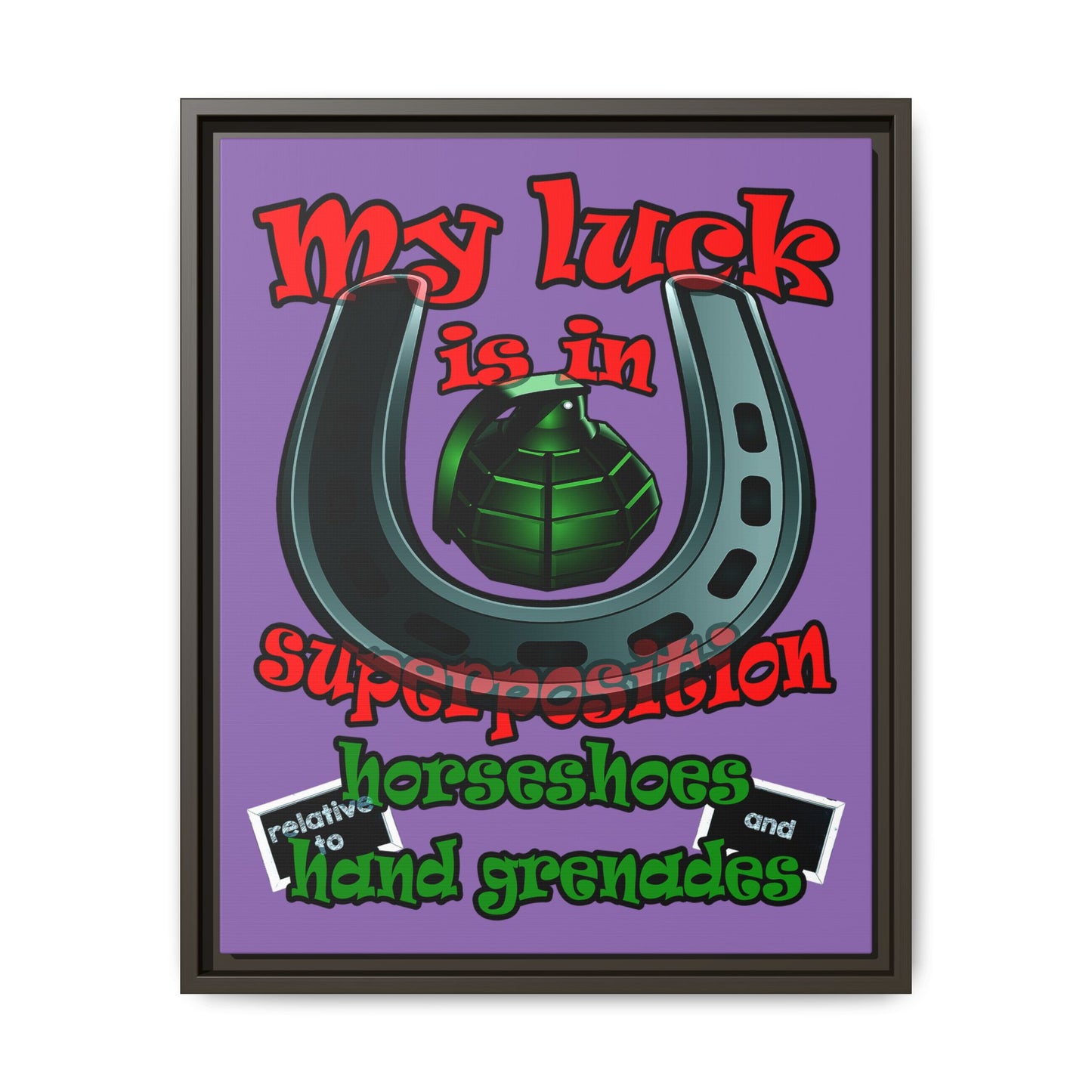 my luck - framed canvas art (light purple)