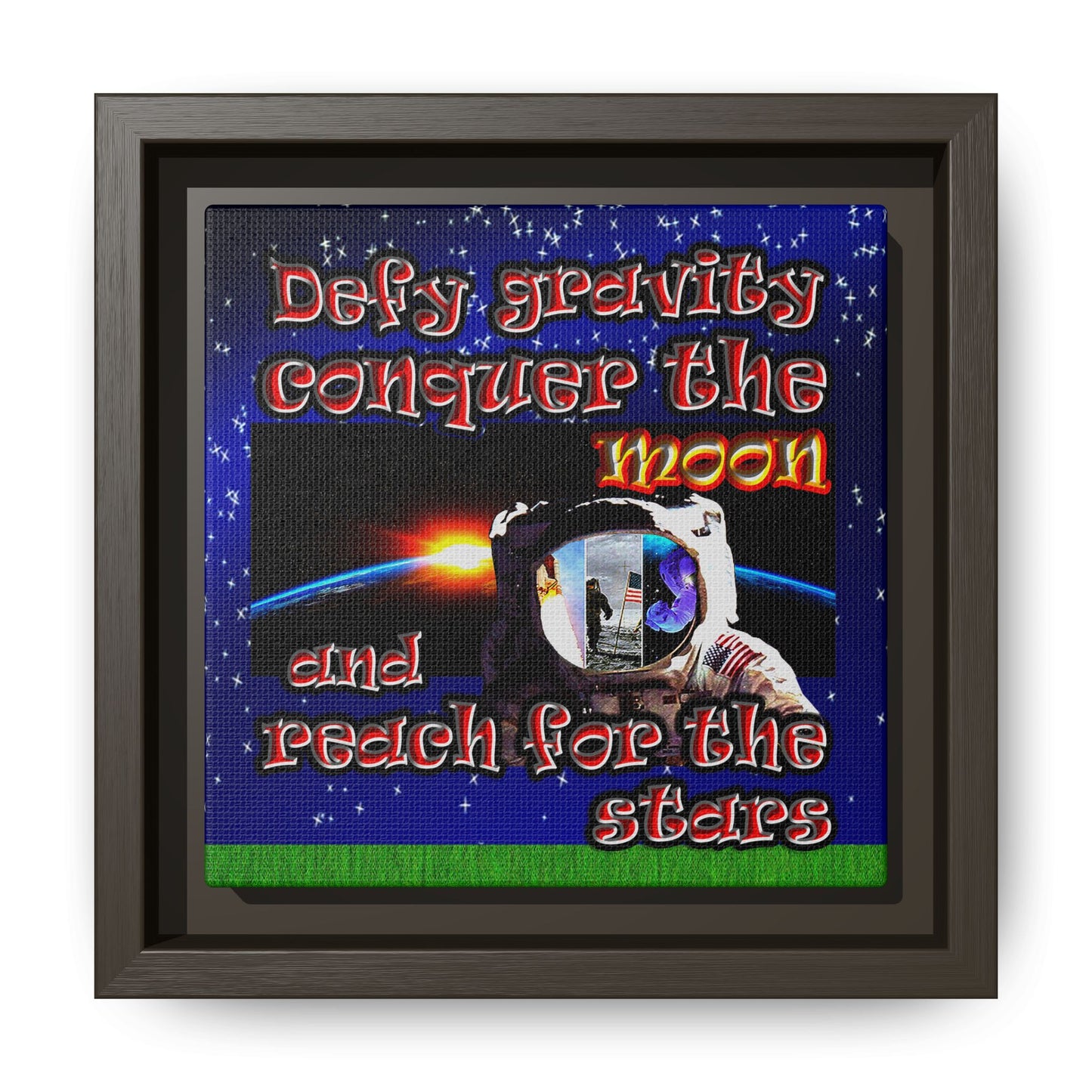 defy conquer reach - framed canvas art ('snoops' background)