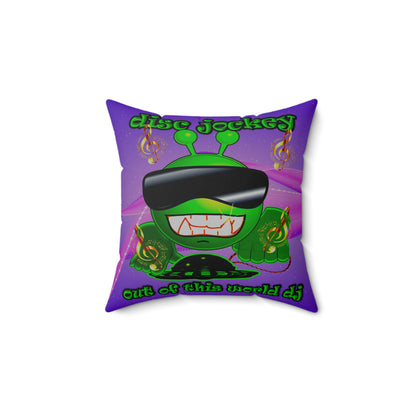 disc jockey - Spun Polyester Square Pillow - (purple-pink wave)