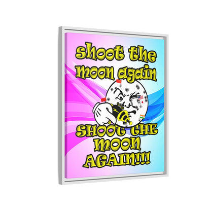 shoot the moon again - framed canvas art (light blue-pink wave)