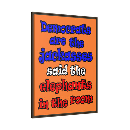 donkeys and elephants - framed canvas art (crusta)