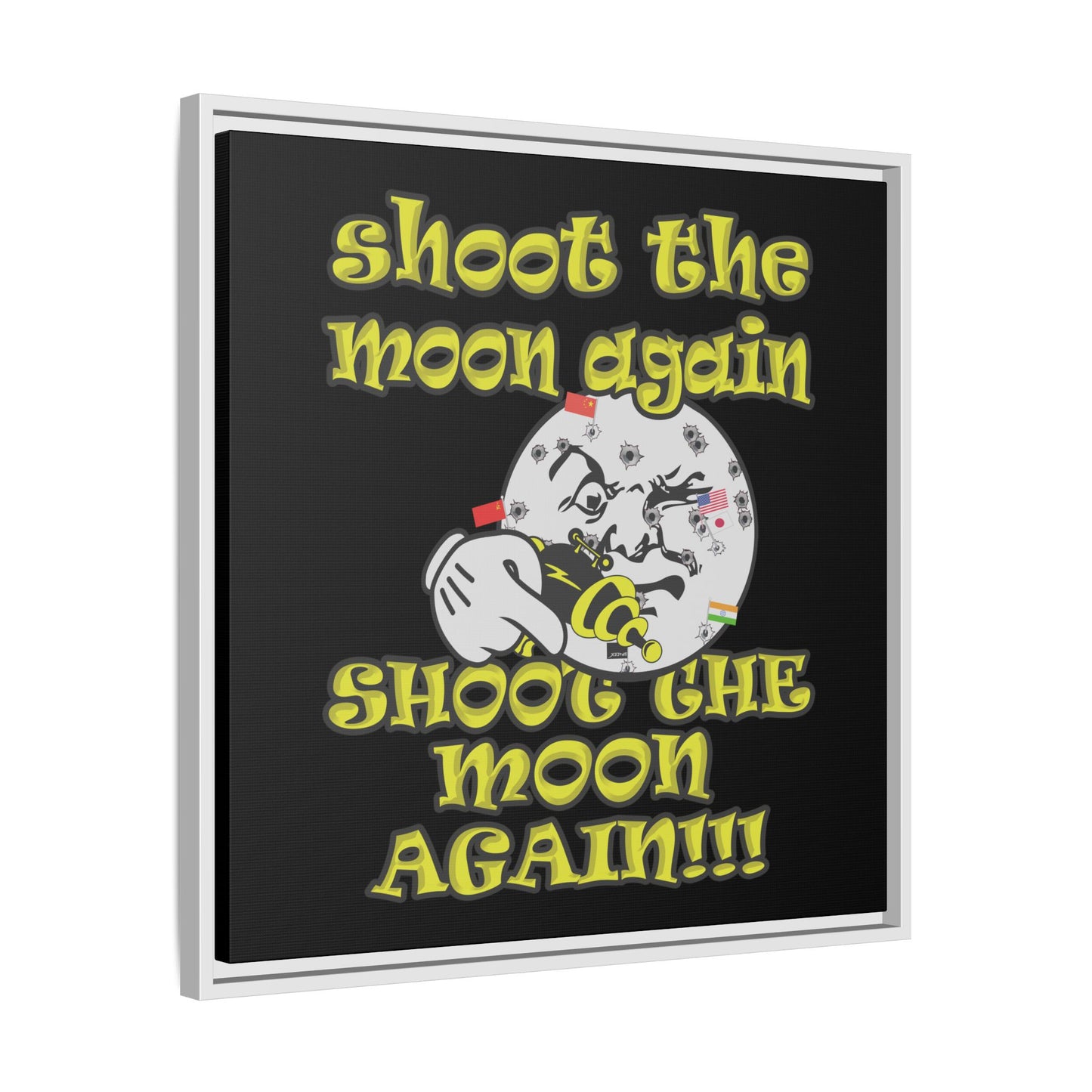 shoot the moon again - framed canvas art (black)