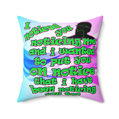 noticed you noticing - Spun Polyester Square Pillow - (light blue-pink wave)
