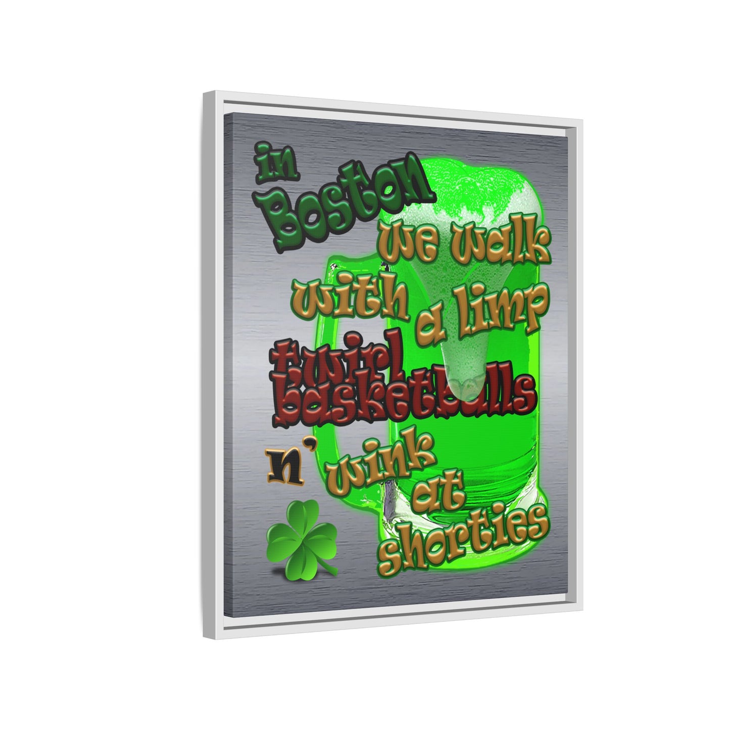 celtics logo - framed canvas art (brushed nickel)