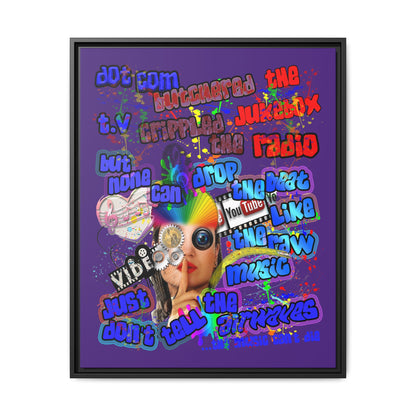 drop the beat - framed canvas art (purple)