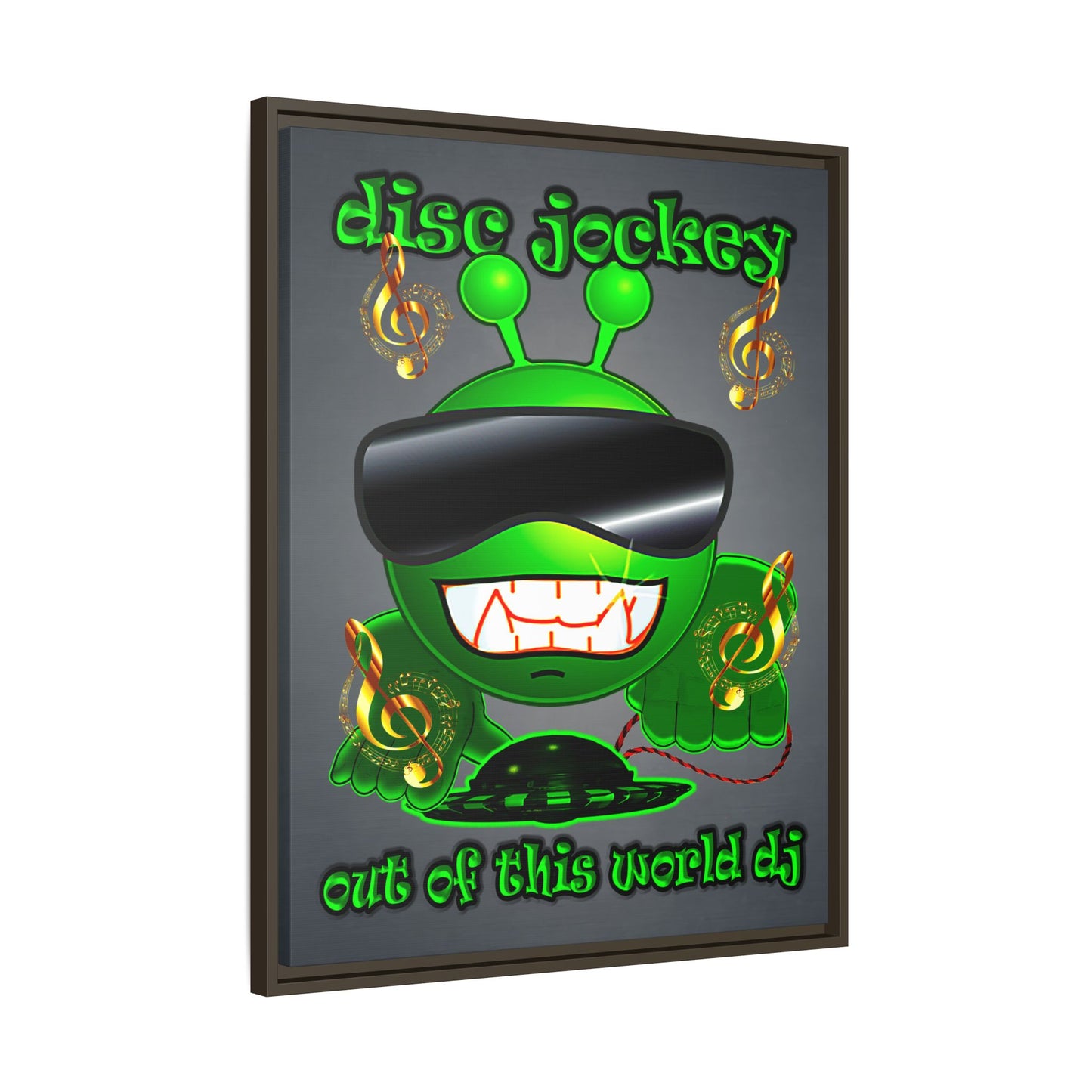 disc jockey - framed canvas art (grey-light grey)