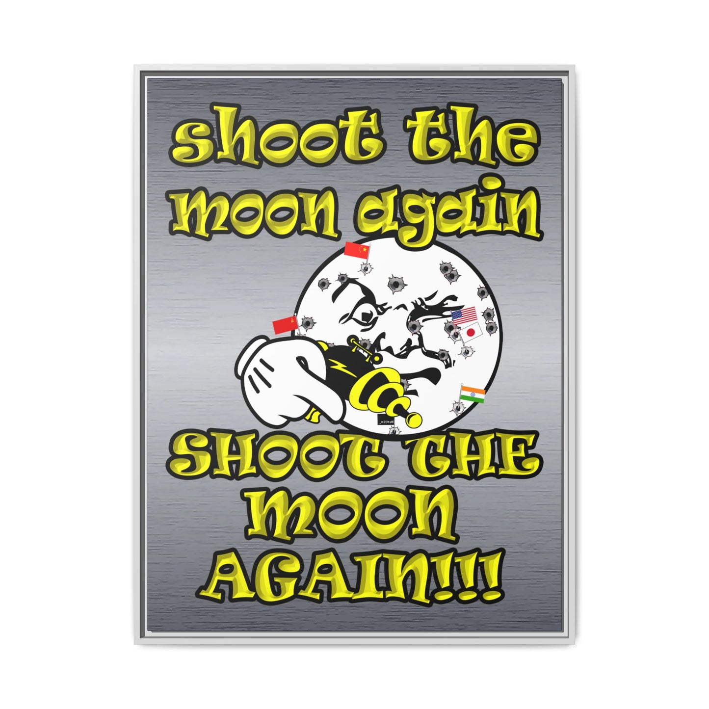 shoot the moon again - framed canvas art (brushed nickel)