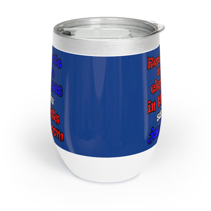 donkeys and elephants - Chill Wine Tumbler (dark blue)