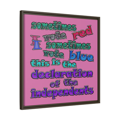 declaration of the independents - framed canvas art (light pink)