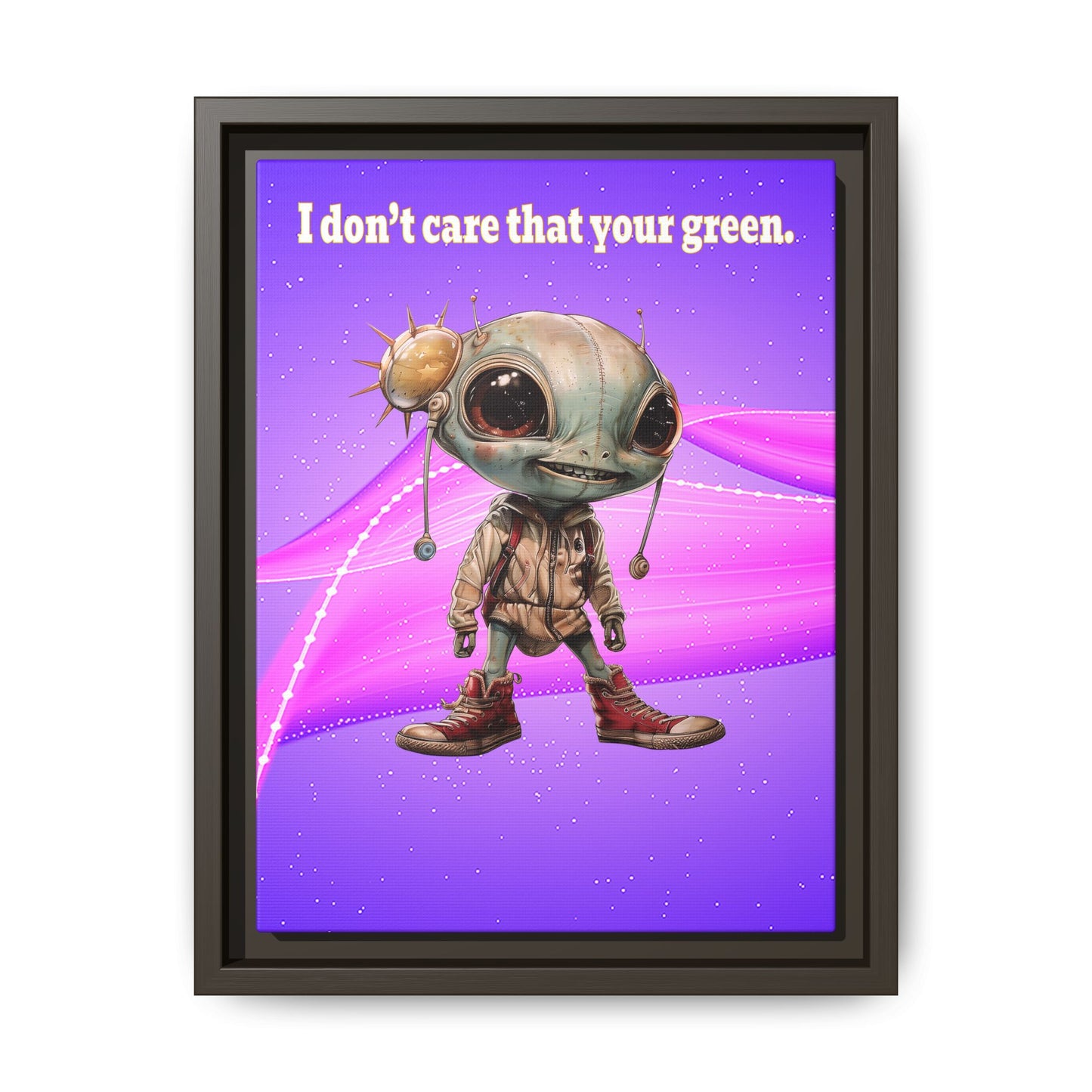 I don't care that your green - framed canvas art (purple-pink wave)