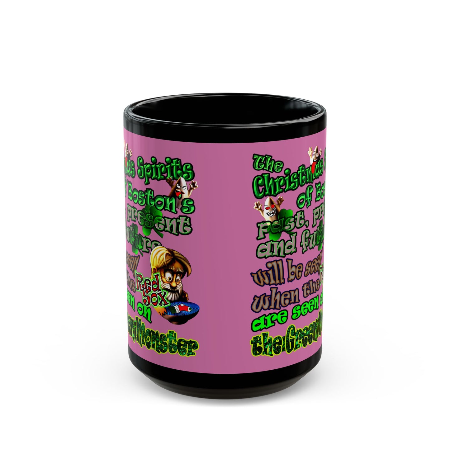 christmas spirits of boston - Black Mug (light pink)