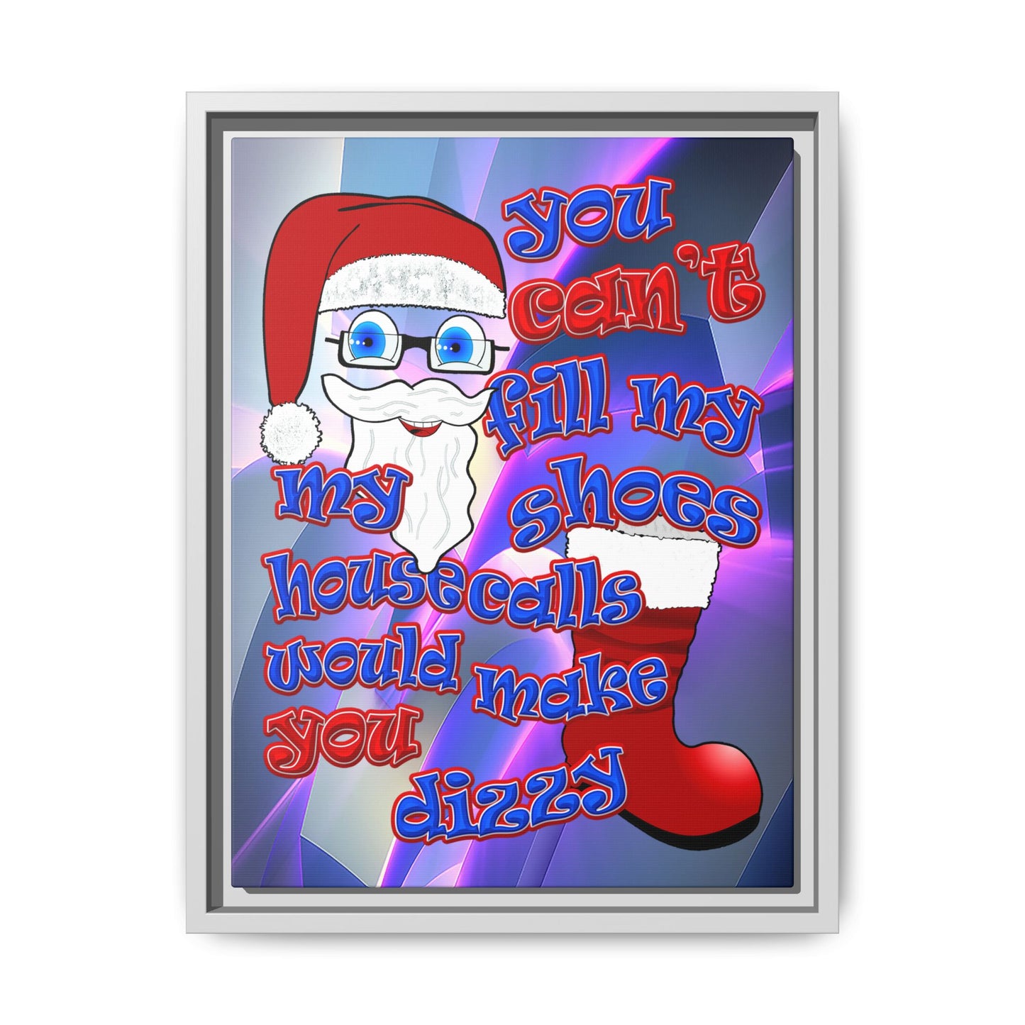 santa's shoes - framed canvas art (grey-pink wave)