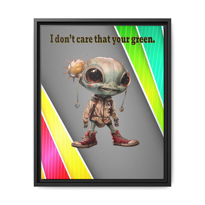 I don't care that your green - framed canvas art (rainbow split)